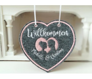 ITH Stickdatei - Türschild Silhouette Herz